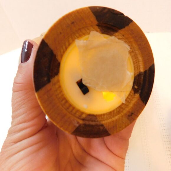 Hand Turned Wooden Vase Tea-Light Candle Holder Stripe Walnut Birch? Wood Decor - Picture 7 of 15